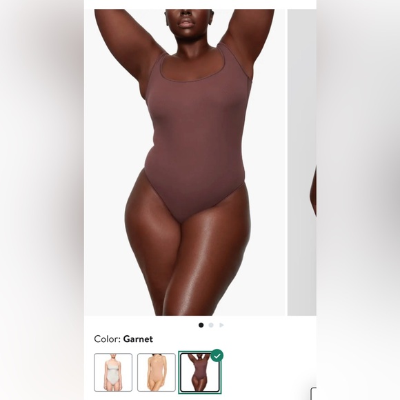 SKIMS Stretch Cotton Rib Bodysuit Garnet - Picture 5 of 6